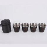 4 Pcs 70 ml Travel Cups with Leather Case