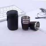4 Pcs 70 ml Travel Cups with Leather Case